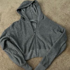 Gilly Hicks Grey Cropped zip up hoodie size small